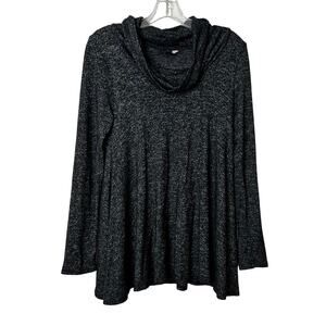 Modcloth Long Sleeve Cowl Neck Top Black Gray Small
